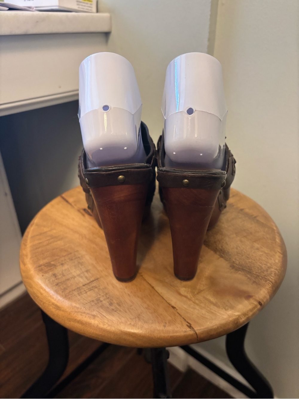 Lauren Ralph Lauren Brown Leather Women’s Clog Heels - Braided Accent fall 9 - Picture 5 of 7